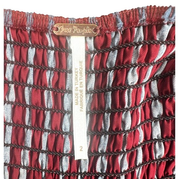 Free People City Girl Striped Red & Blue Wide-Leg Jumpsuit Button-Front Size 2 - Picture 3 of 14